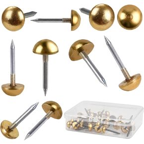 30Pcs Retro Solid Pure Brass Tacks, 1/2",12mm Upholstery Nails for Furniture, Decorative Brass Nails for Wood, Carpet Tacks, Cap Nails,Thumb Tacks，Brass Fasteners