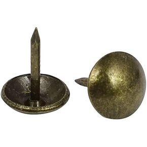Yinpecly 25Pcs Antique Upholstery Nails Tacks 0.43" Head Dia Metal Round Thumb Push Pins, for Furniture Decorative Sofa Headboards Chair Hardware Cork Board Green Patina Tone