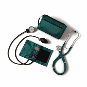 Medline MDS9128 Compli-Mates Aneroid Sphygmomanometer and Sprague Rappaport Stethoscope Kit, Carrying Case, Adult Blood Pressure Cuff, Manual, Professional, Hunter Green