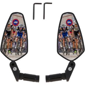 2PCS Bike Rear View Mirrors, 360° Rotation Universal HD Handlebar Rearview Mirror with 4 PCS Wrenches for Handlebar 0.7in-0.87in(1.74-2.2cm)