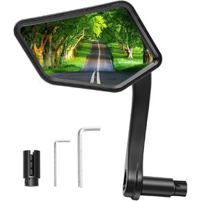 CLHMILY&Z Bike Mirror Bar End for Handlebars Extendable Adjustable Sliding Wider Angle Rotatable Stainless Steel Lens E-Bike Mountain Bike Mirror,Universal Rearview Mirrors,Pair