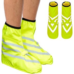 Reflective Waterproof Overshoes Bicycle Rain Overshoes Shoe Covers Bike Gaiter Reusable Foldable Outdoor Snow Windproof Bike Shoes Covers Protection from Rain and Dirt