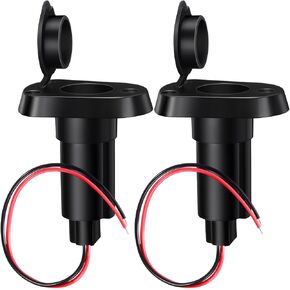 2 Pack Boat Light Top Socket Plug-in Pole Base 2-pin Stern Light Socket Plug-in Pole Base 2-Prong Stern Boat Nylon Cap (Straight Base)