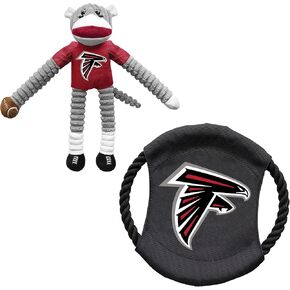 Littlearth Unisex-Adult NFL Atlanta Falcons Sock Monkey and Flying Disc Pet Toy Combo Set, Team Color, One Size