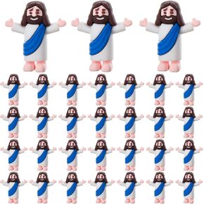 60 Pcs Little Jesus Figurine Miniature Jesus Doll Tiny Jesus Figurine to Hide and Seek Classic Religious Gifts Christ Savior Jesus for Sunday Easter Eggs Stuffers Baptism Gift (60,Purple)