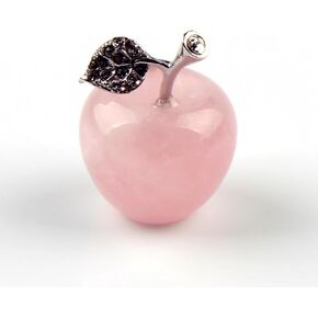30mm Cherry Quartz Carved Crystal Apple Statue Desk Decor Collectible Figurine