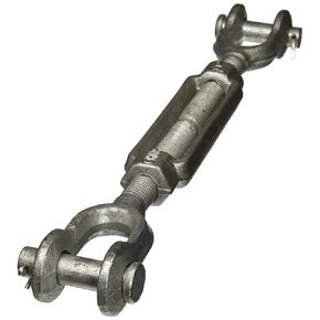 Indusco TB001IM12 Hot Dipped Drop Forged Galvanized Steel Jaw and Jaw Turnbuckle, 10000 lbs Working Load Limit, 1" Threaded Diameter x 6" Take Up, 20-5/8" Length