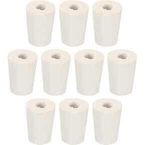 MECCANIXITY Rubber Tapered Plug 15mm to 20mm with Hole Test Tubes Bungs Stopper White for Lab Home 10 Pieces