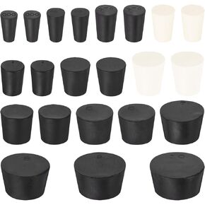 MECCANIXITY Rubber Tapered Plug 8mm to 50mm Solid Test Tubes Bungs Stopper Black for Lab Home 13 Assorted Sizes 000# - 10#(22 Pieces in Total)