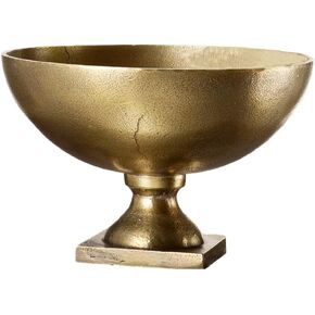 Serene Spaces Living Antique Aluminum Pedestal Bowl, Vintage Wedding Centerpiece, Fruit, Treats Holder, Flower Vase for Dining Table, Entryway, Console Table, Holiday Decor, 8" Diameter & 6.5" Tall