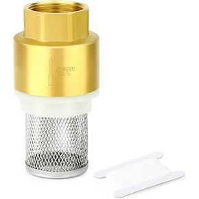 GASHER 1PCS Brass Check Valve 1" Female Thread With Steel Strainer Filter,One Way Check Valves