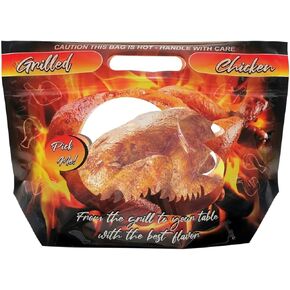 Bolsa para Pollo en Brasa o Rostizado، Comida Caliente، كيس الدجاج المشوي، تناول الطعام في الخارج مقاوم للحرارة، توصيل الطعام، آمن للاستخدام في الميكروويف والمجمد، خالي من مادة BPA، سمك 62 ميكرون، تصميم لافت للنظر