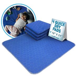 EZwhelp, Quick Dry Pad - 18 x 24 4-Pack Heavy-Duty Reusable Incontinence Pads for All Ages - Cutting-Edge Waterproof Bed, Sofa, Couch, and Floor Protector with Advanced Ultra-Absorbent Technology.