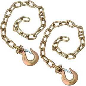 Boxer Trailer Safety Chain 1/4" x 35" 2 Pack - Grade 70 Transport Chain with Clevis Hook