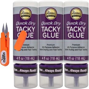 Quick Dry Tacky Glue, 4 oz - Clear, Fast-Drying Adhesive for Crafts Bundle with Westlake Art Embroidery Scissors - Multi-Purpose, Strong Hold & Dries Transparent for Paper, Fabric, Wood [Pack of 3] in Saudi Arabia