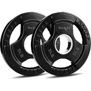 Yes4All Weight Plate Grip Rubber Coated For Weightlifting & Strength Training, Cast Iron - 5LB - Pair