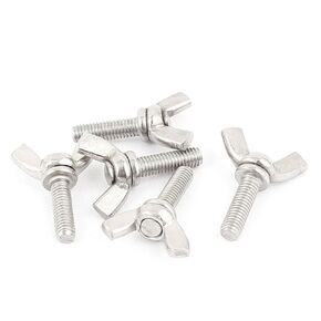5Pcs Silver Machine Screw,8 Types M5 Butterfly Wing Nuts Assortment Kit, 304 Stainless Steel Wing Butterfly Screws Bolts Wingbolt Machine, Wing Nuts (M5*10mm)，Wing Nuts