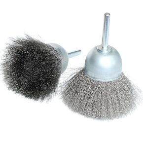 2.5" 2Pcs Stainless Steel Wire Cup Brush Set, Wire Brush for Drill 1/4" Hex Shank Fine Wire Drill Brush for Rust Removal