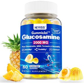 Sugar Free Glucosamine Chondroitin MSM Filled Gummies 3100mg -Joint Support Supplement - Plus Turmeric, Boswellia, Hyaluronic Acid & Vitamin D3, Mobility, Comfort, Flexibility & Bone Support, 120Cts
