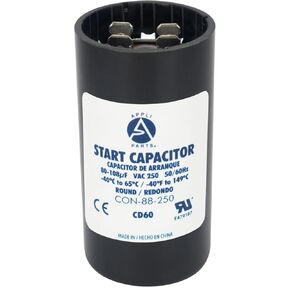 Appli Parts motor start capacitor 189-227 Mfd (microfarads) uF 330 VAC universal fit for electric motor applications 1-3/4 in Wide 3-3/8 in Height CON-189-330
