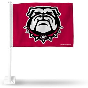 Rico Industries NCAA Georgia Bulldogs - Red Bulldog Car Flag with included Pole 16 x 19.5-" in Saudi Arabia