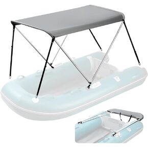 قمة بيميني للقارب القابل للنفخ جون بوت من الألومنيوم (العرض 3.3-4.6 قدم)، 2 ملحقات مظلة ظل الشمس مع أحذية تخزين 63 بوصة طول × 39 بوصة - 55 بوصة عرض × 43.3 بوصة ارتفاع in Kuwait