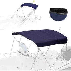 3 Bow Bimini Top Replacement Canvas with Stern Light Hole and Storage Boot, 900D Heavy Duty Waterproof Bimini Top Canvas Only Without Frame, 6'L 61"-66" W Black