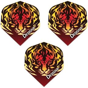 Art Attack Designa DSX Collection Flaming Tiger Animal Flames 100 Micron Extra Strong Dart Flights (1 Set)