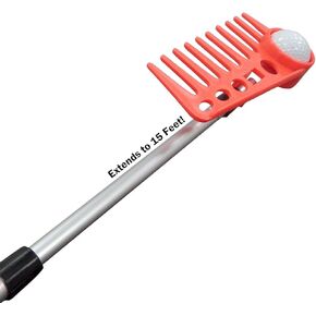 15 Foot 2-in-1 Combo Golf Ball Retriever (Rake Retriever and Pressure Fit)