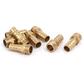 uxcell G1/4 Male Thread 10mm Dia Brass Barb Type Hose Tubing Fittings Connectors 8pcs