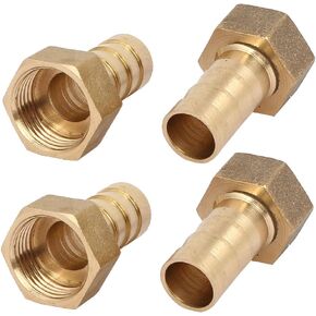 uxcell 3/8BSP Female Thread 12mm Hose Barb Brass Tubing Coupler Connector Fitting 4pcs