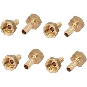 uxcell 3/8BSP Female Thread 8mm Hose Barb Brass Tubing Coupler Connector Fitting 8pcs