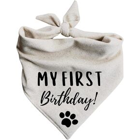 My First Birthday Dog Bandana barkday Black (Large)