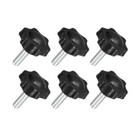 6Pcs Black M8 x 25mm Thread Clamping Knob,Hex Star Knurled Thumb Screw Knobs,Tightening Screws Nuts Knob,6 Star Hand Knob,Knobs and Hand Wh