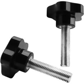 Othmro Black 12mm(M12) x 50mm Thread Replacement Star Hand Knob Tightening Screws 2Pcs