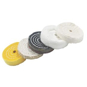 𝐉𝐔𝐍𝐋𝐈𝐗𝐍 5 Pcs 3'' Abrasive Buffing Wheel, 3/8 Inch Arbor Hole Denim Buffing Wheel Rigid Sisal Deburring Wheels Cotton Polishing Wheel for Bench Grinder