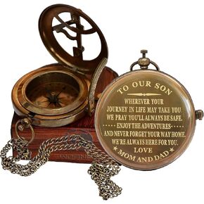 WOANIN Personalized Compass,Gift for Husband,Son,to My Man, to Our Son,to My Fiancé,Dad,Boyfriend,for Customized Compass (Our Son- Mom and Dad)