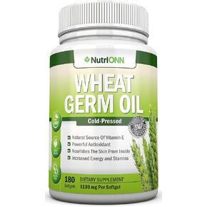 Wheat Germ Oil – 1130mg – 180 Softgels – Cold-Pressed & Non GMO – Natural Source of Vitamin E – Nourished Skin and Healthy Hair – Heart Health – Powerful Antioxidant – Increased Energy and Stamina