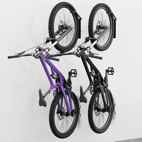 Swivel Bike Wall Mount, Vertical Bicycle Rack for Garage, Wall Mounted Bike Hanger Hook, Hanging Bike Storage Garage Organization, Black