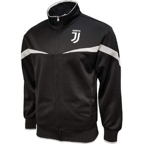 Icon Sports Juventus F.C. Full Zip Track Jackets (Large, BLACK - GRAY STRIPE & RIB)