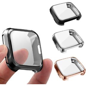 3 Packs Screen Protector Compatible Fitbit Versa, GHIJKL Ultra Slim Soft Full Cover Case for Fitbit Versa (Versa: Clear, Clear, Clear)