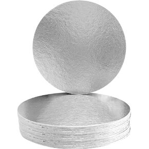12 inch Silver Round Food-Graded Sturdy Compressed Cake Boards, 3mm Thick (10-Pack)