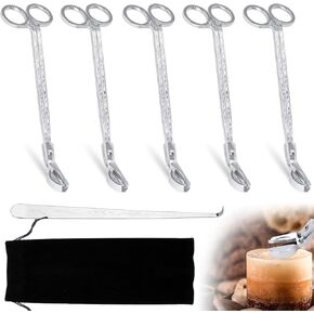 6 Pack Candle Wick Trimmer, 5 Stainless Steel Wick Clipper Cutter with 1 Candle Wick Dipper, Candle Accessory Set Candle Care Tools for Candle Lover (Black)