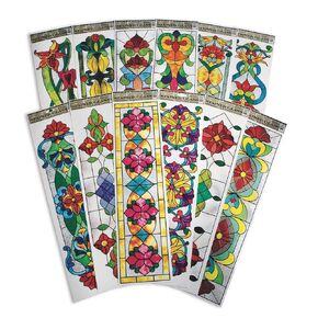 S&S Worldwide Non-Adhesive Stained Glass Window Clings for Glass and Other Smooth Surfaces, Verticle (Pack of 12)