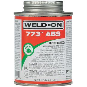 Weld-On 10246 773 ABS Medium-Bodied High Strength Solvent Cement - Fast Setting and Low-VOC, Black, 1/4 Pint (4 fl oz)