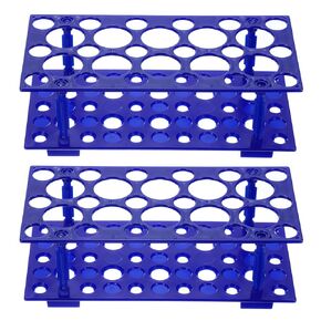 PATIKIL 25 Wells Tube Rack، 2 قطعة حامل قارورة بطبقة مزدوجة متعددة الوظائف حامل أنبوب الطرد المركزي لأنابيب الطرد المركزي الدقيقة 10/15/50 مل، أزرق