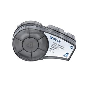 Brady Authentic (M21-500-403) Water-Dissolvable Labels for Equipment, Facility ID, Floor Marking, Lab, Lean/5S, Pipe/Valve, Black on White-Designed for M210, M210-LAB, M211, BMP21 Printers, 0.5"Wx25'L