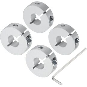 uxcell Single Split Shaft Collar Set for 14mm Shaft, One-Piece 4pcs Clamping Collars 35mm OD, 12mm Thickness, Aluminum Alloy Clamp-On Collar with M5 Set Screws and a Wrench