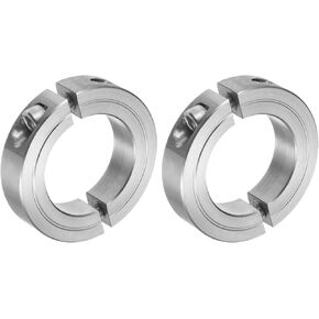 uxcell 2pcs Double Split Clamp-On Shaft Collar for 1-1/2" Shaft, Two-Piece Clamping Collar, 2-3/8" OD, 9/16" Thick, 304 Stainless Steel Axle Collar Clamp, Set Screw Style
