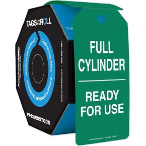 100 Cylinder Tags by-The-Roll, Full Cylinder - Ready for Use, US Made OSHA Compliant Tags, Waterproof PF-Cardstock, Resists Tears, 6.25"x3", TAR153